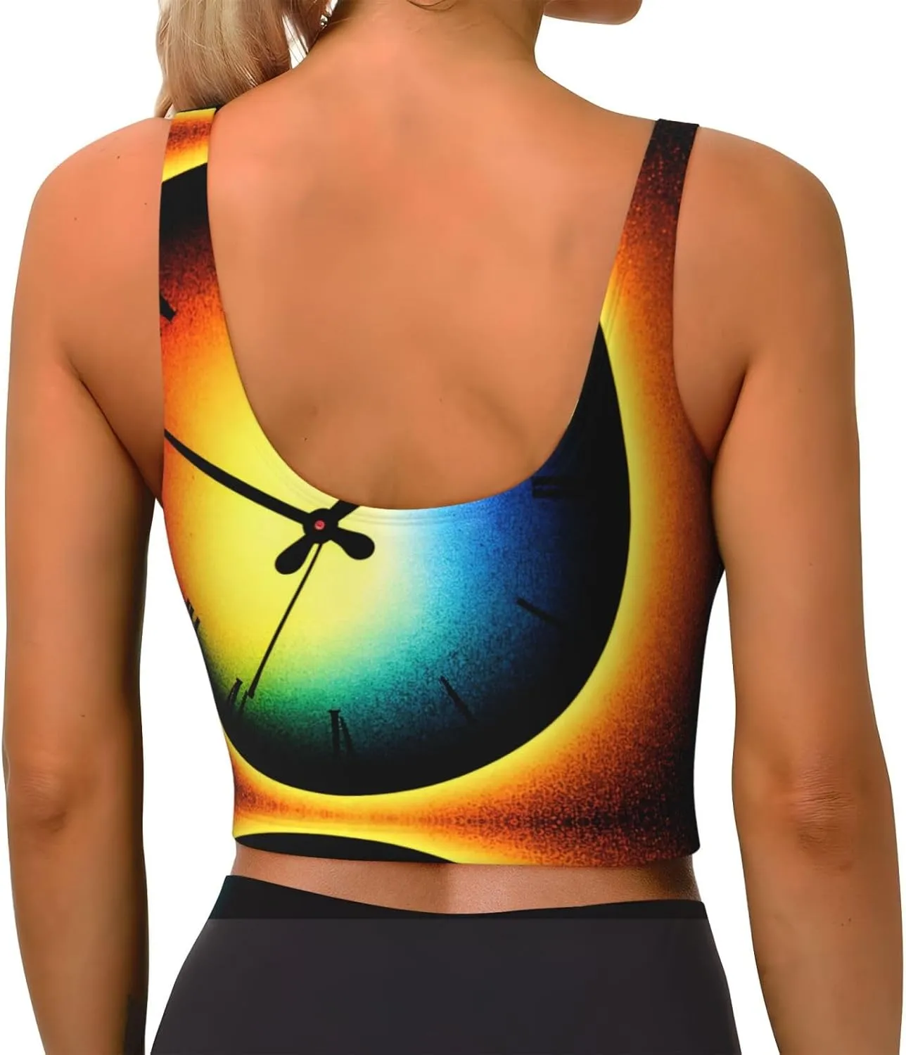 Melting Clock Women's Sexy Sports Vest Sleeveless Athletic Gym T-Shirts Vest U-Shaped Back Quick Dry Top