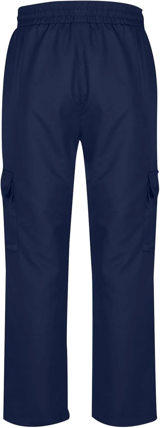 Men Work Pants Elastic Waist Cargo Pants Straight Leg Chino Track Pants Drawstring Athletic Pants with Multi-Pockets