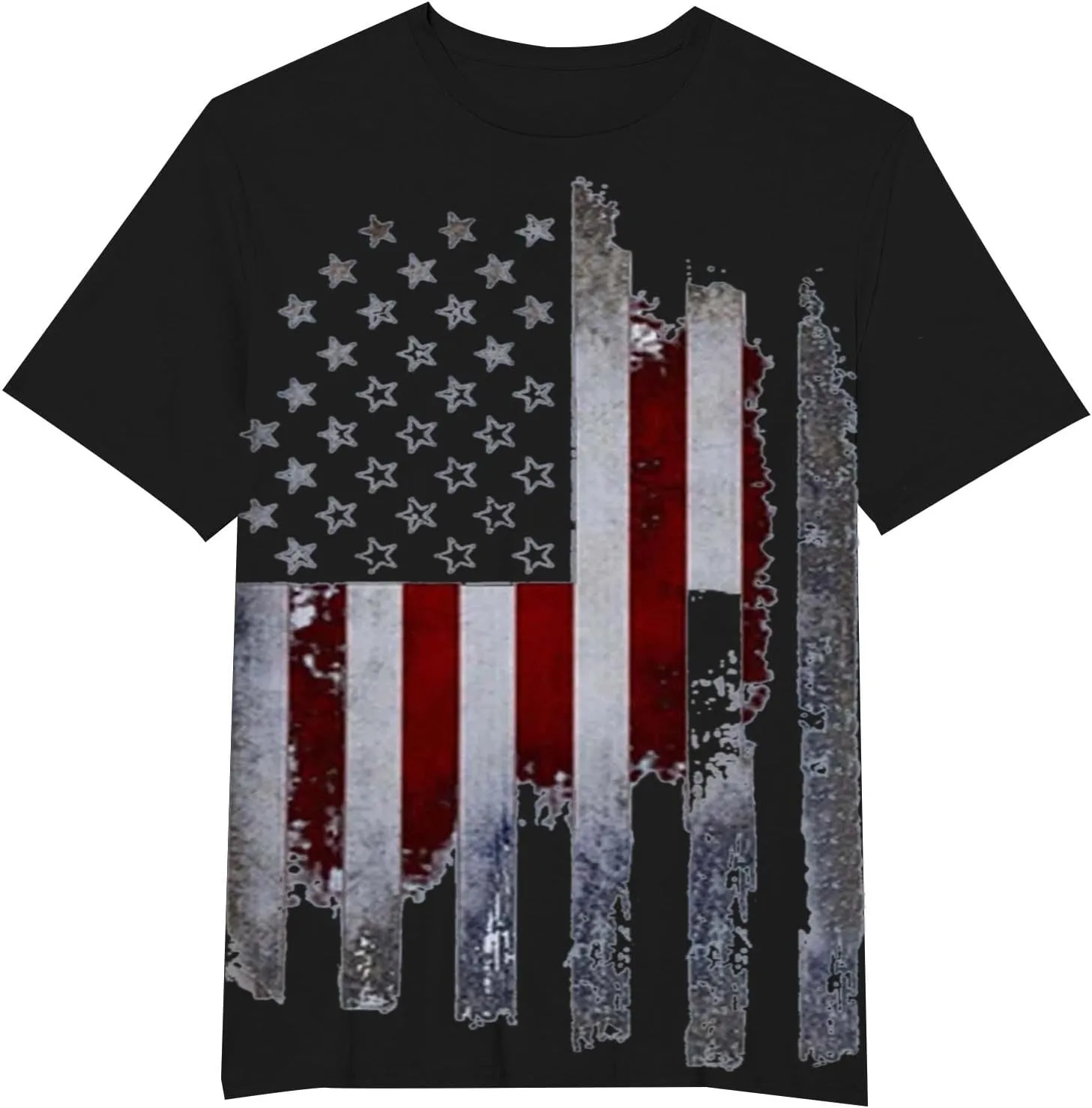 Men's 2024 Flag Shirt USA Flag Graphic 4th of July T-Shirt Crewneck Casual American Patriotic Golf Shirts for Men