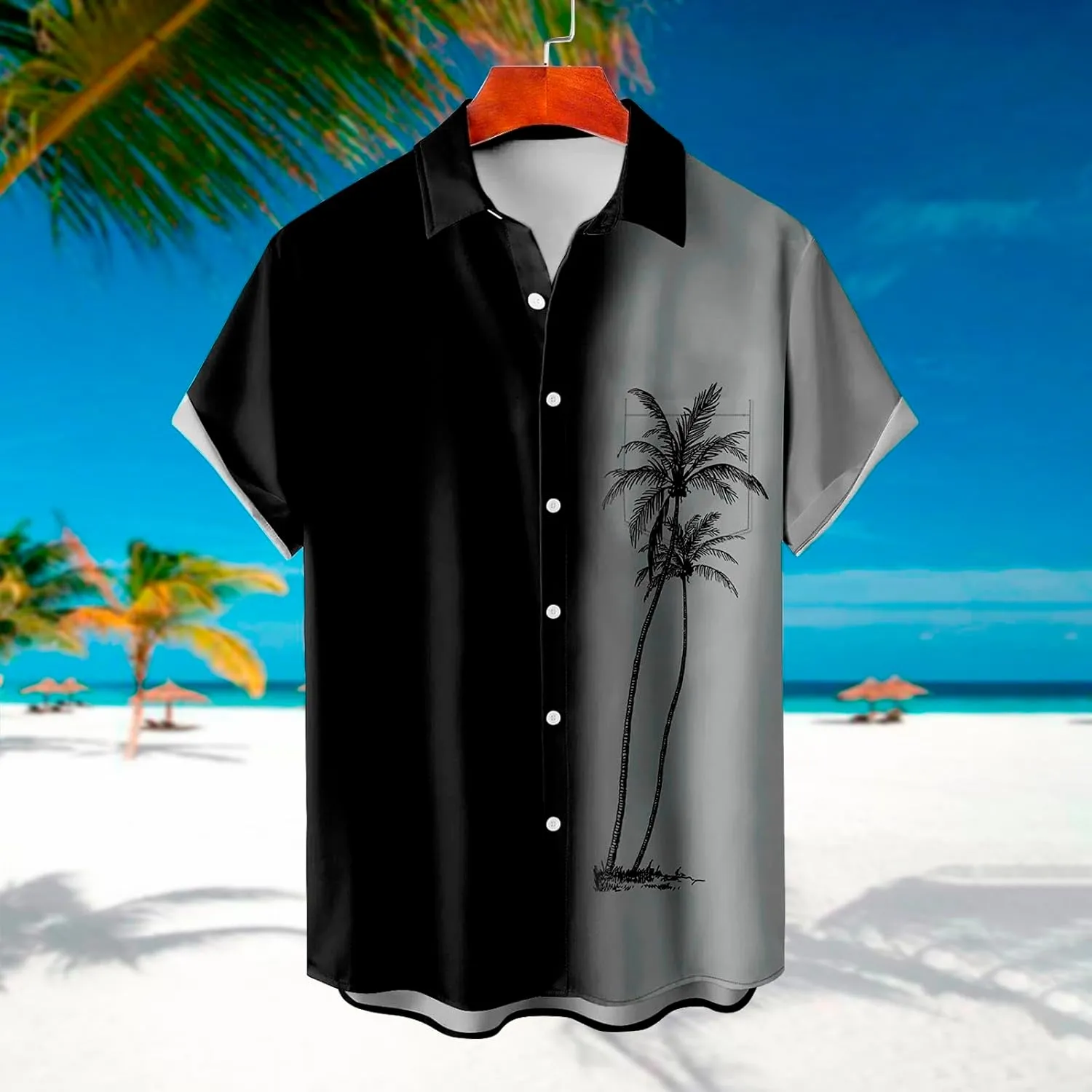 Men's Bowling Shirts Casual Button Down Beach Shirt Relaxed Fit Short Sleeve Hawaiian Shirt Summer Beach Holiday Tops