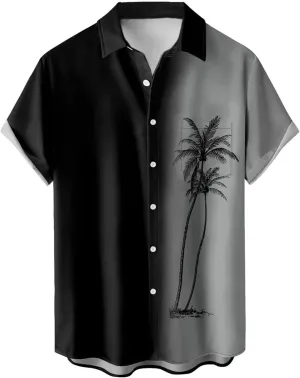 Men's Bowling Shirts Casual Button Down Beach Shirt Relaxed Fit Short Sleeve Hawaiian Shirt Summer Beach Holiday Tops