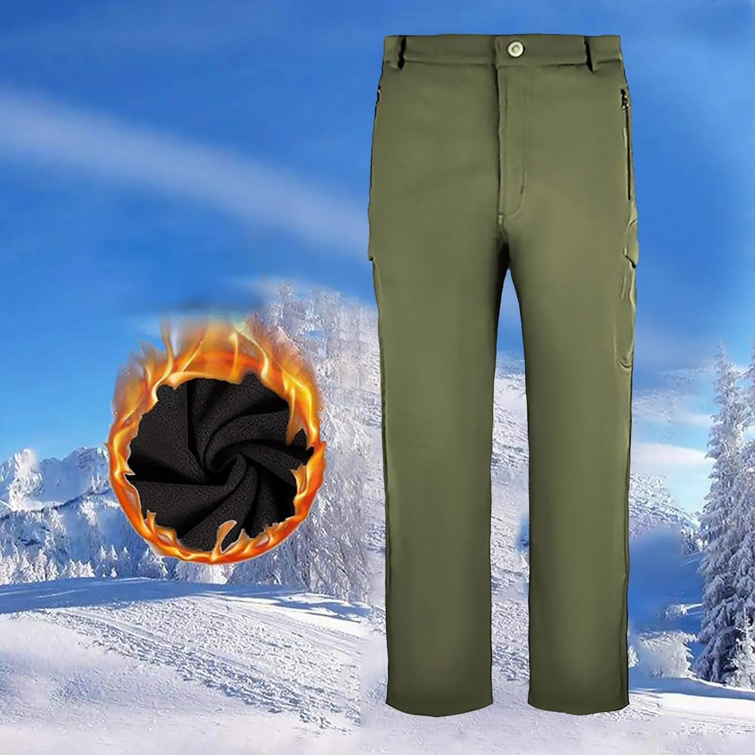 Mens Camo Pants Flexcamo - Tactical Waterproof Cargo Pants Fleece Lined Military Work Pants Warm Winter Hiking Pants