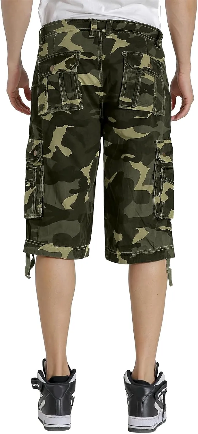 Mens Cargo Shorts Multi Pockets Twill Cotton Relaxed Fit Outdoor Camo Cargo Short for Men