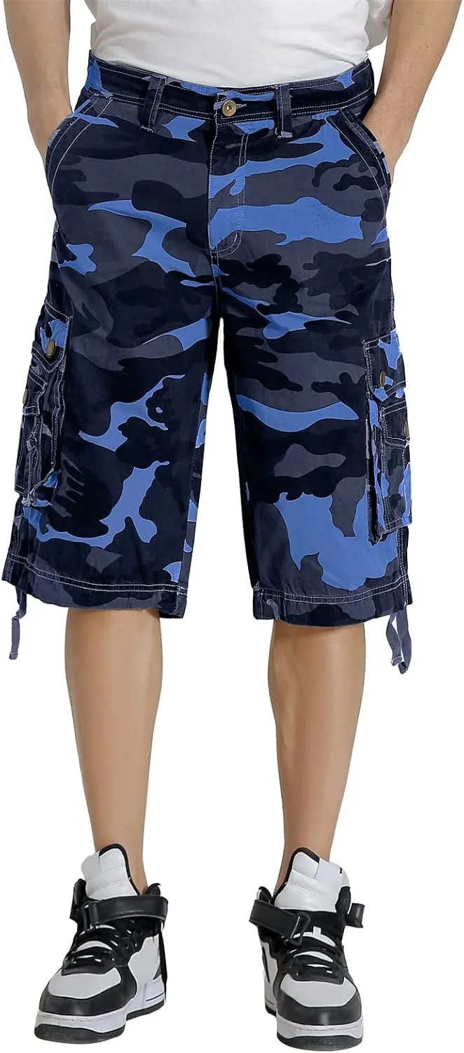 Mens Cargo Shorts Multi Pockets Twill Cotton Relaxed Fit Outdoor Camo Cargo Short for Men