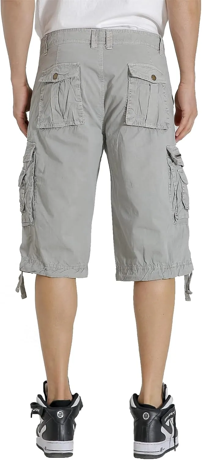 Mens Cargo Shorts Multi Pockets Twill Cotton Relaxed Fit Outdoor Camo Cargo Short for Men