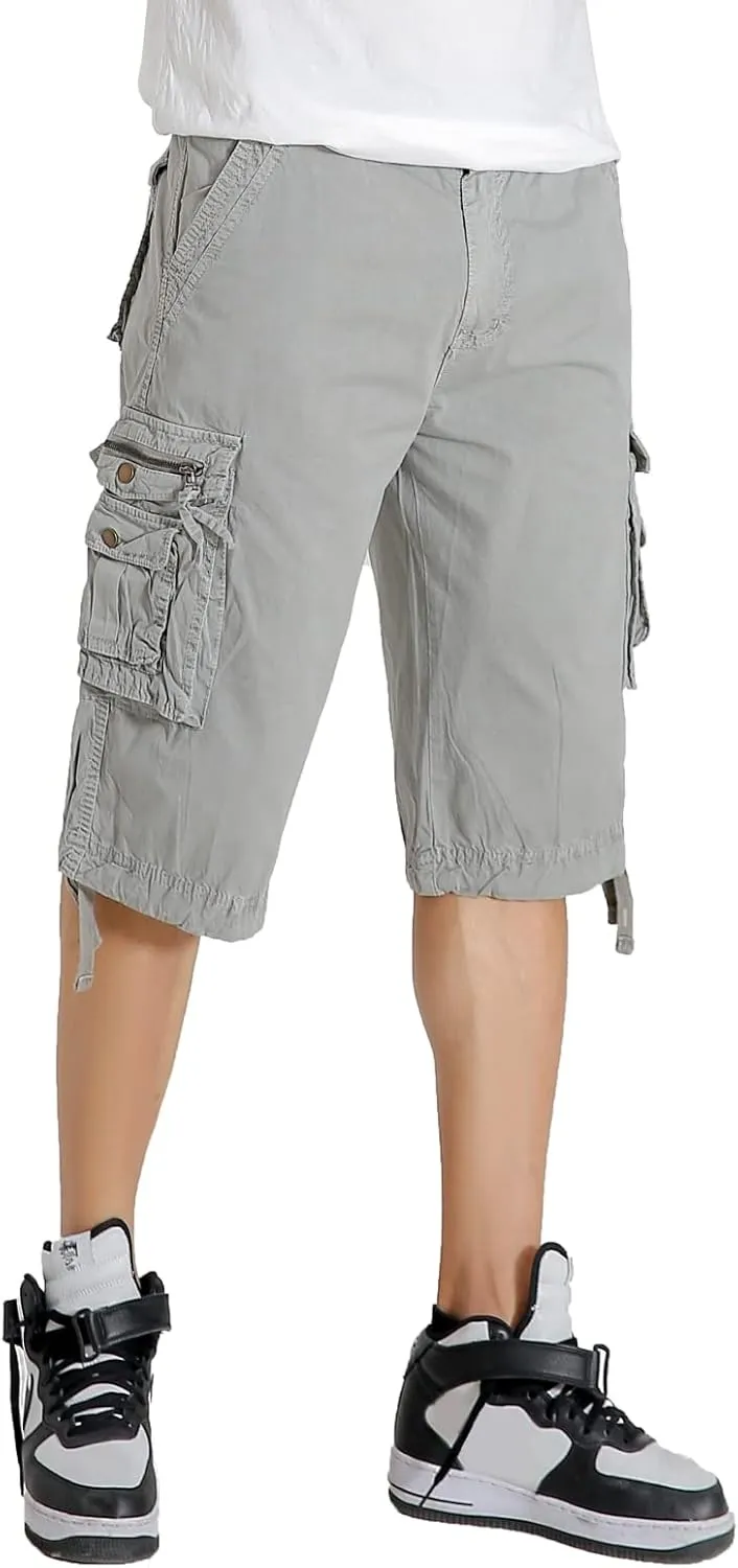 Mens Cargo Shorts Multi Pockets Twill Cotton Relaxed Fit Outdoor Camo Cargo Short for Men