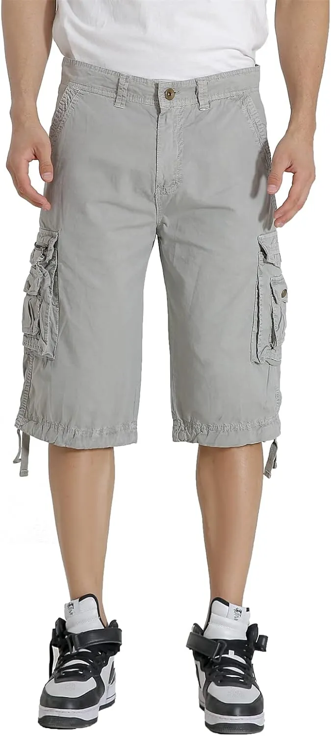 Mens Cargo Shorts Multi Pockets Twill Cotton Relaxed Fit Outdoor Camo Cargo Short for Men
