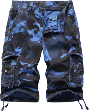 Mens Cargo Shorts Multi Pockets Twill Cotton Relaxed Fit Outdoor Camo Cargo Short for Men