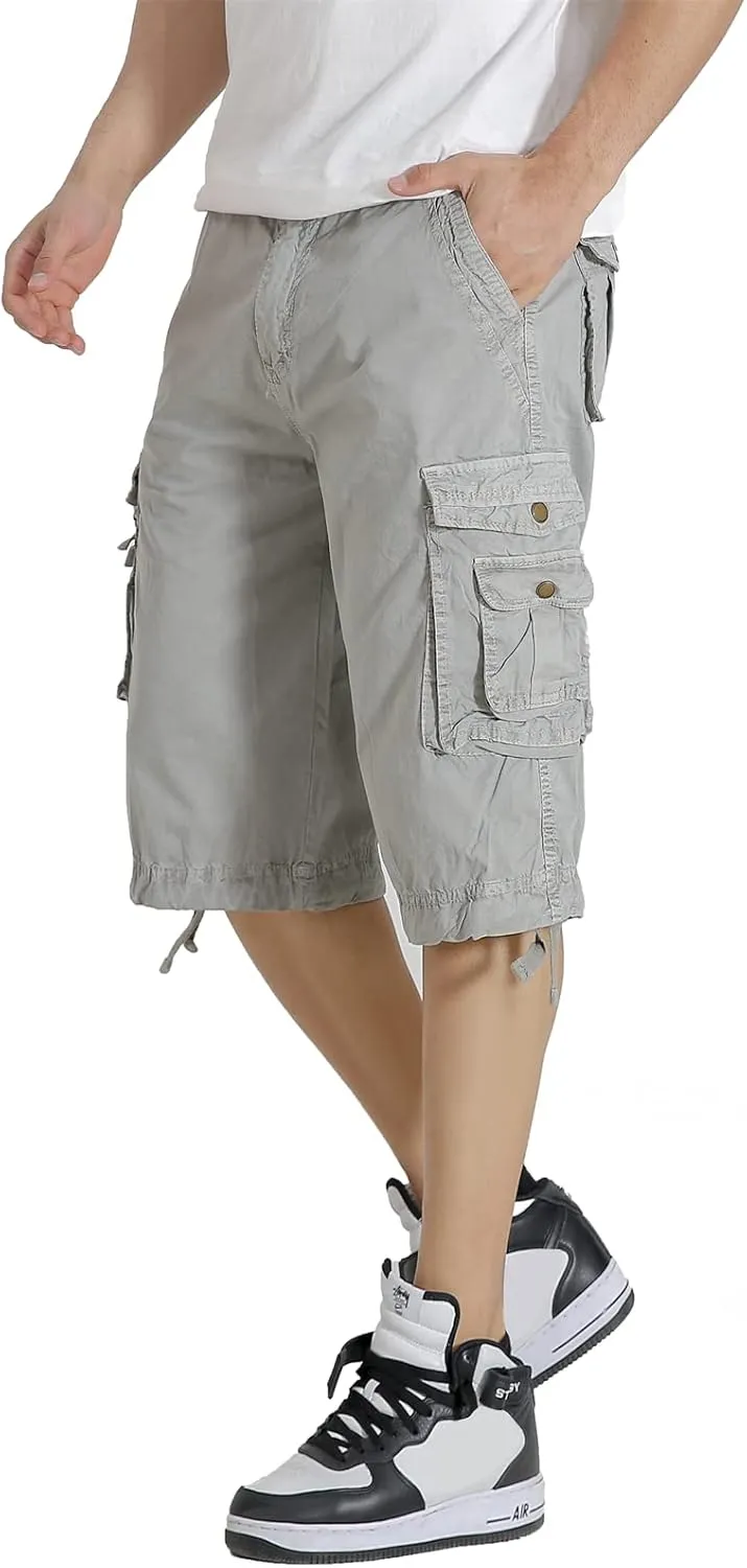 Mens Cargo Shorts Multi Pockets Twill Cotton Relaxed Fit Outdoor Camo Cargo Short for Men