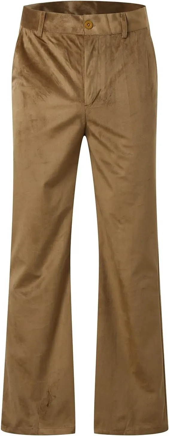 Mens Casual Bell - Bottoms Pants Smoothing Vintage Classic Straight Leg Loose Fit Trousers Dance Party Trousers
