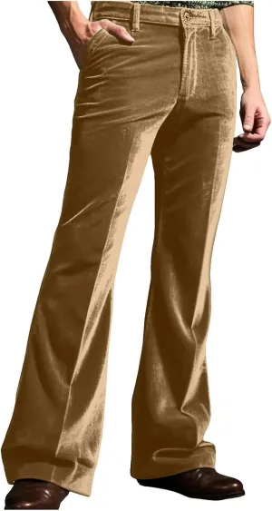 Mens Casual Bell - Bottoms Pants Smoothing Vintage Classic Straight Leg Loose Fit Trousers Dance Party Trousers