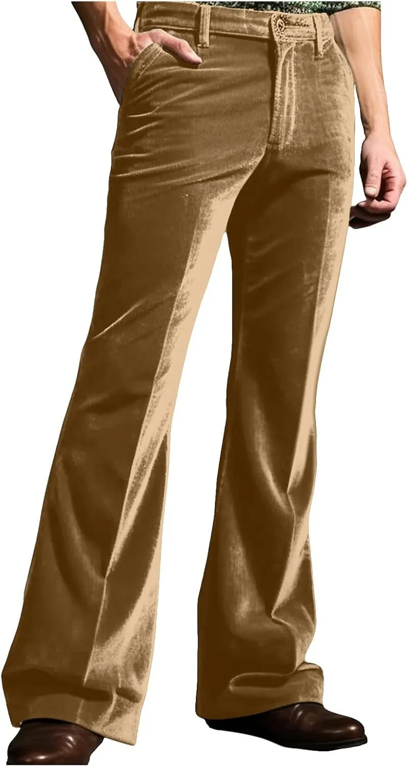 Mens Casual Bell - Bottoms Pants Smoothing Vintage Classic Straight Leg Loose Fit Trousers Dance Party Trousers