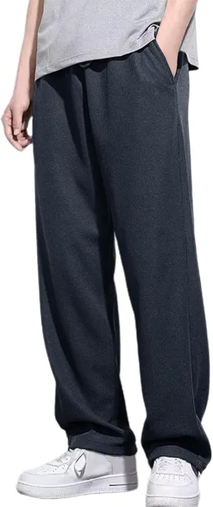 Mens Casual Pants Loose Fit Elastic Drawstring Waist Straight-Leg Summer Yoga Beach Long Pants, Tactical Pants for Men