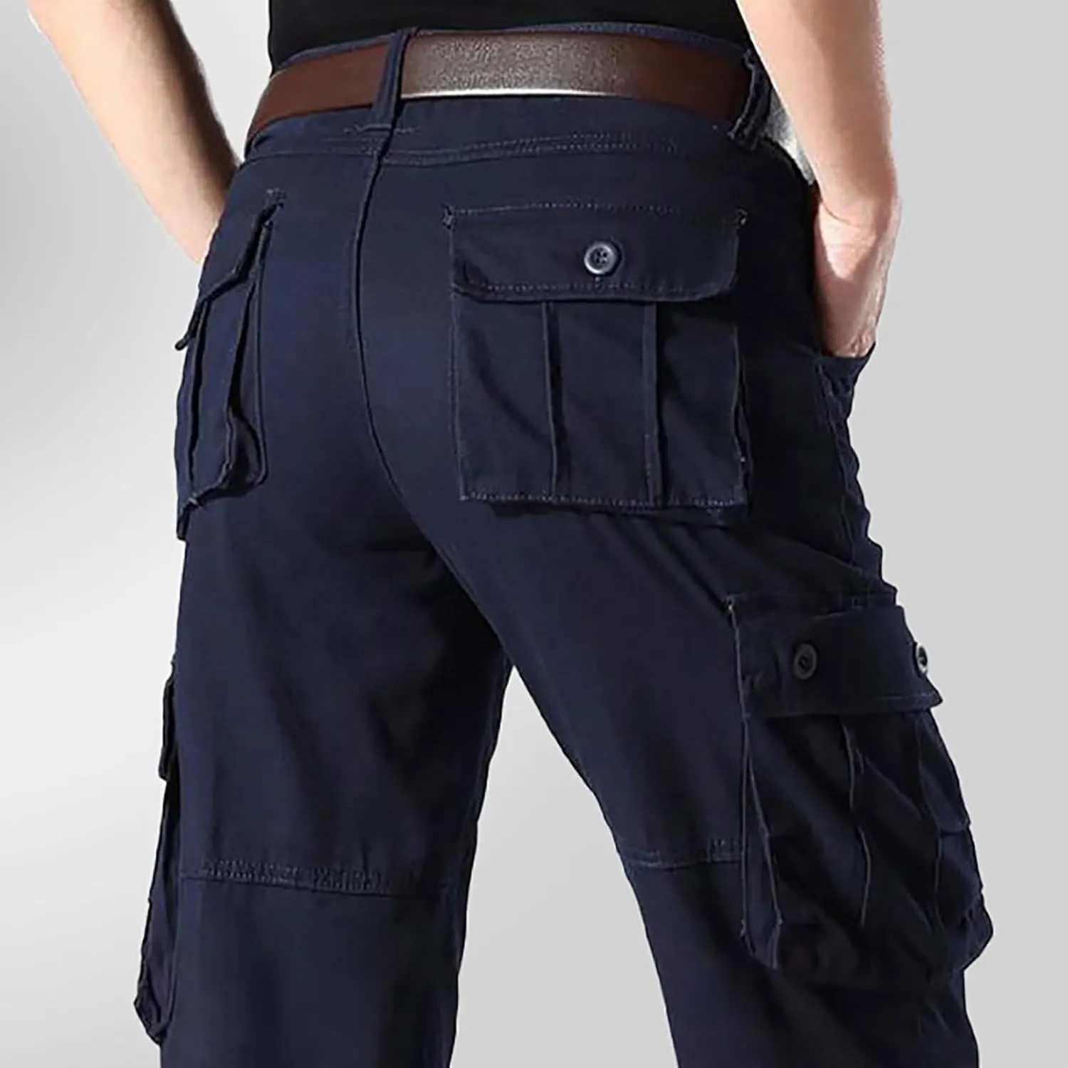 Mens Cotton Athletic Pants Multi Pocket Cargo Pants Men's Casual Pants Outdoor Wear Plus Size Running Jogging Pants