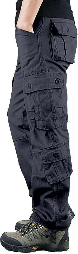 Mens Cotton Athletic Pants Multi Pocket Cargo Pants Men's Casual Pants Outdoor Wear Plus Size Running Jogging Pants