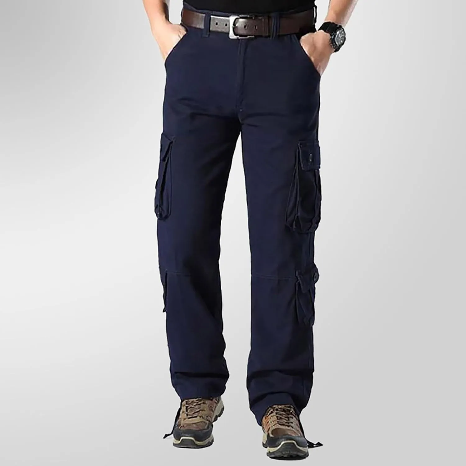 Mens Cotton Athletic Pants Multi Pocket Cargo Pants Men's Casual Pants Outdoor Wear Plus Size Running Jogging Pants