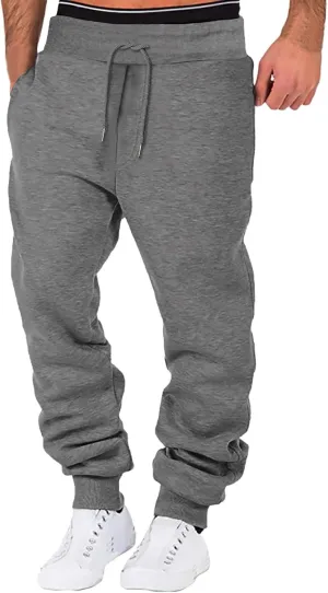 Mens Fleece Joggers Pants Elastic Waist Ultra-Soft Warm Fleece Lined Running Athletic Sweatpants Winter Thermal Pants