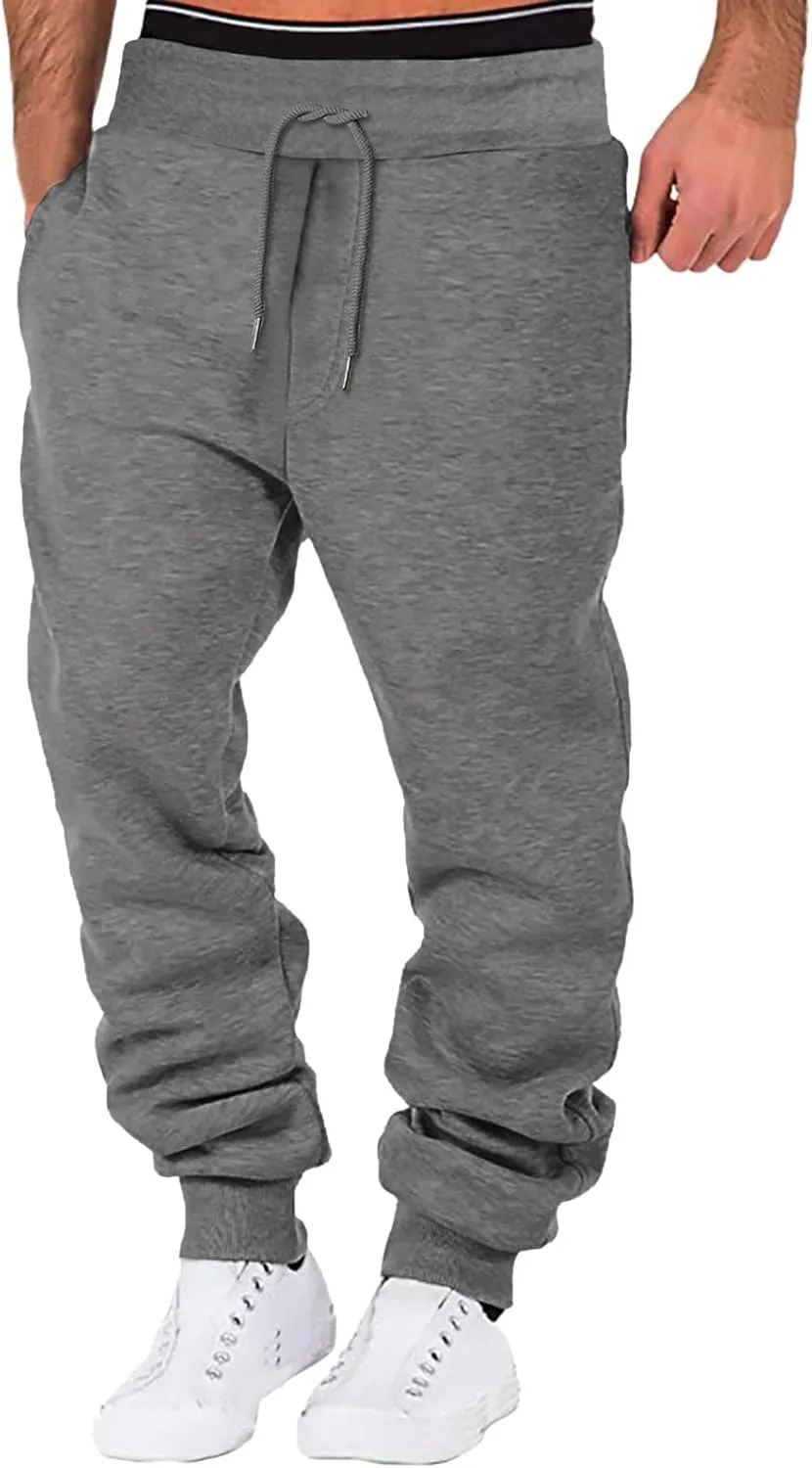 Mens Fleece Joggers Pants Elastic Waist Ultra-Soft Warm Fleece Lined Running Athletic Sweatpants Winter Thermal Pants