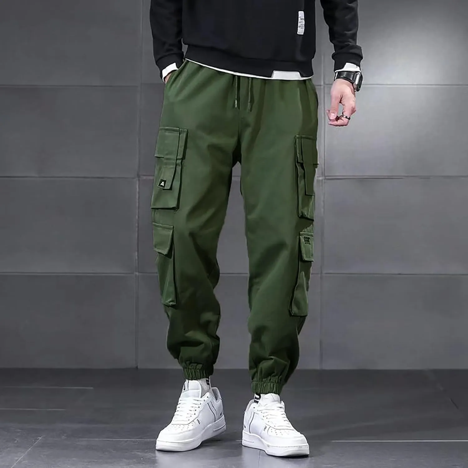 Men's Harem Pants Fashion Stretch Cargo Pants Multi-Pocket Outdoor Sports Workout Athletic Hiking Pants Hiking Pants
