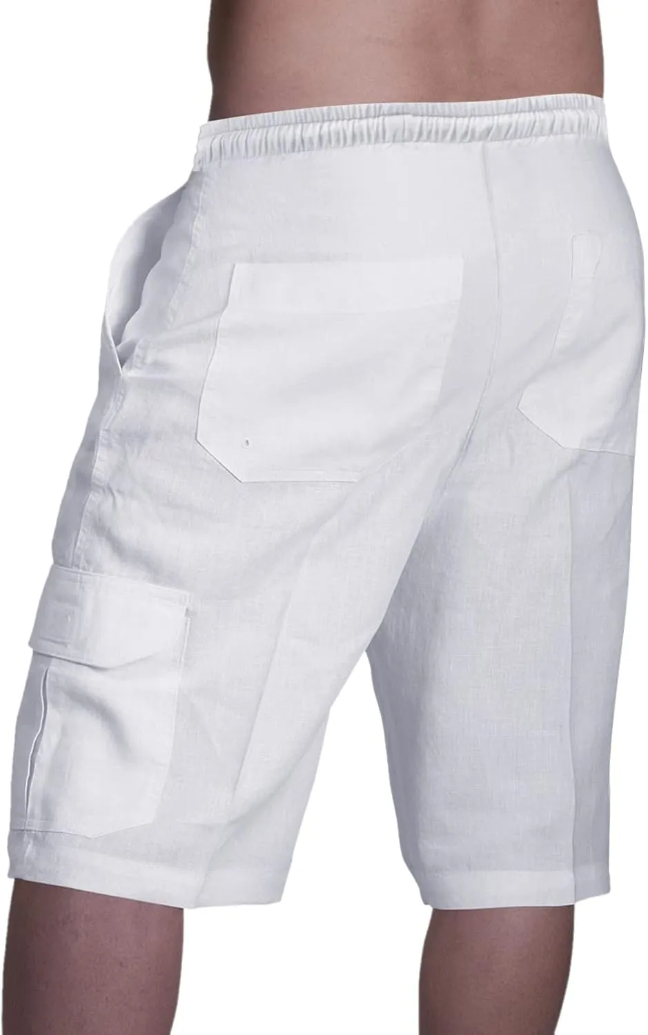 Mens Hiking Cargo Shorts 2025 Lightweight Casual Cotton Linen Pant Elastic Waist Drawstring Summer Relaxed Fit Short