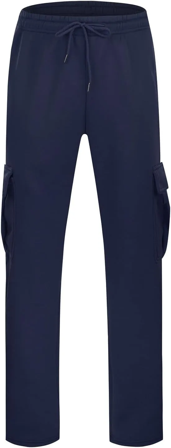 Men's Jogger Cargo Pants, Elastic Waist Drawstring Straight Leg Sweatpants, Lightweight Casual Trousers with Pockets