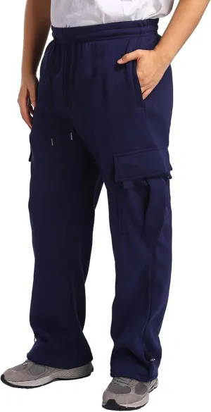Men's Jogger Cargo Pants, Elastic Waist Drawstring Straight Leg Sweatpants, Lightweight Casual Trousers with Pockets