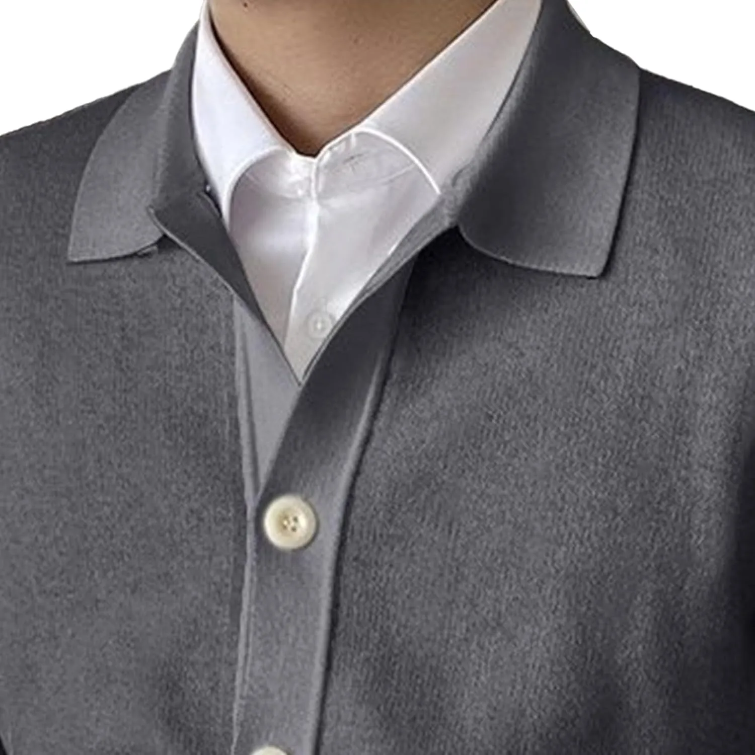 Men's Lapel Knitted Open Sweater Button Down Solid Knitwear Fall Warm Tops Long Sleeve V Neck Cardigans