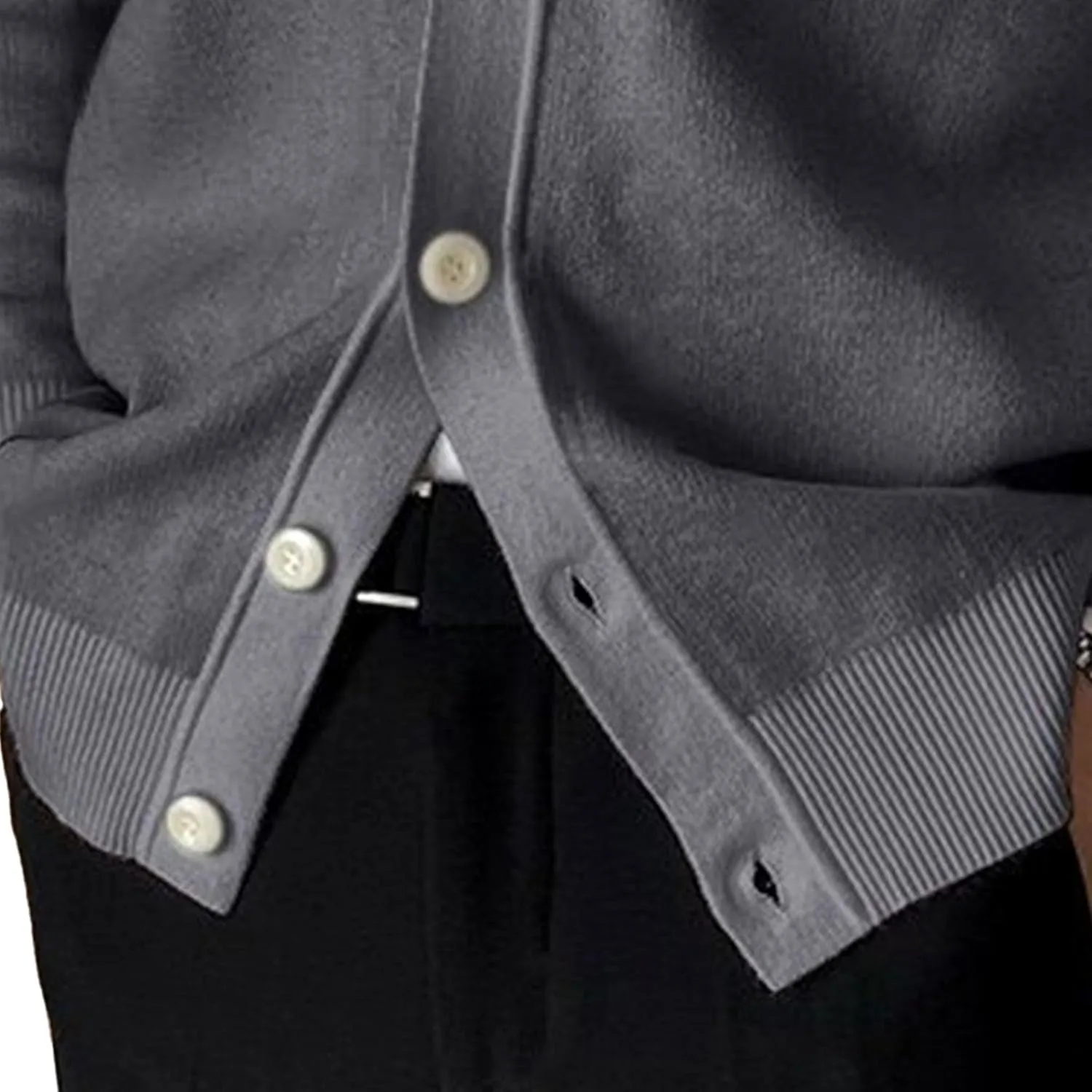 Men's Lapel Knitted Open Sweater Button Down Solid Knitwear Fall Warm Tops Long Sleeve V Neck Cardigans