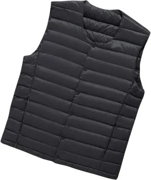 Men's Lightweight Puffer Vest V Neck Button Down Sleeveless Jacket Coat Outdoor Casual Winter Outerwear Vest