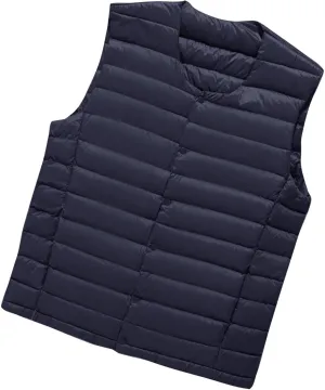Men's Lightweight Puffer Vest V Neck Button Down Sleeveless Jacket Coat Outdoor Casual Winter Outerwear Vest