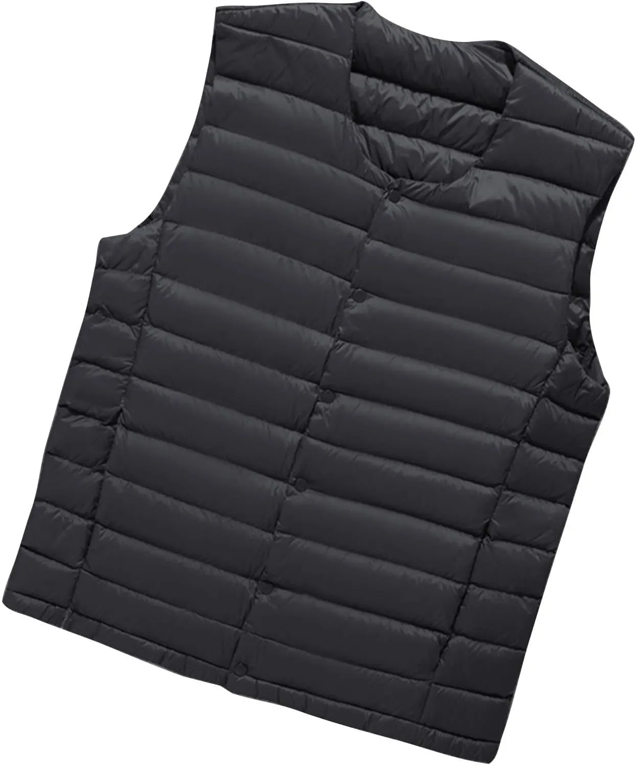 Men's Lightweight Puffer Vest V Neck Button Down Sleeveless Jacket Coat Outdoor Casual Winter Outerwear Vest