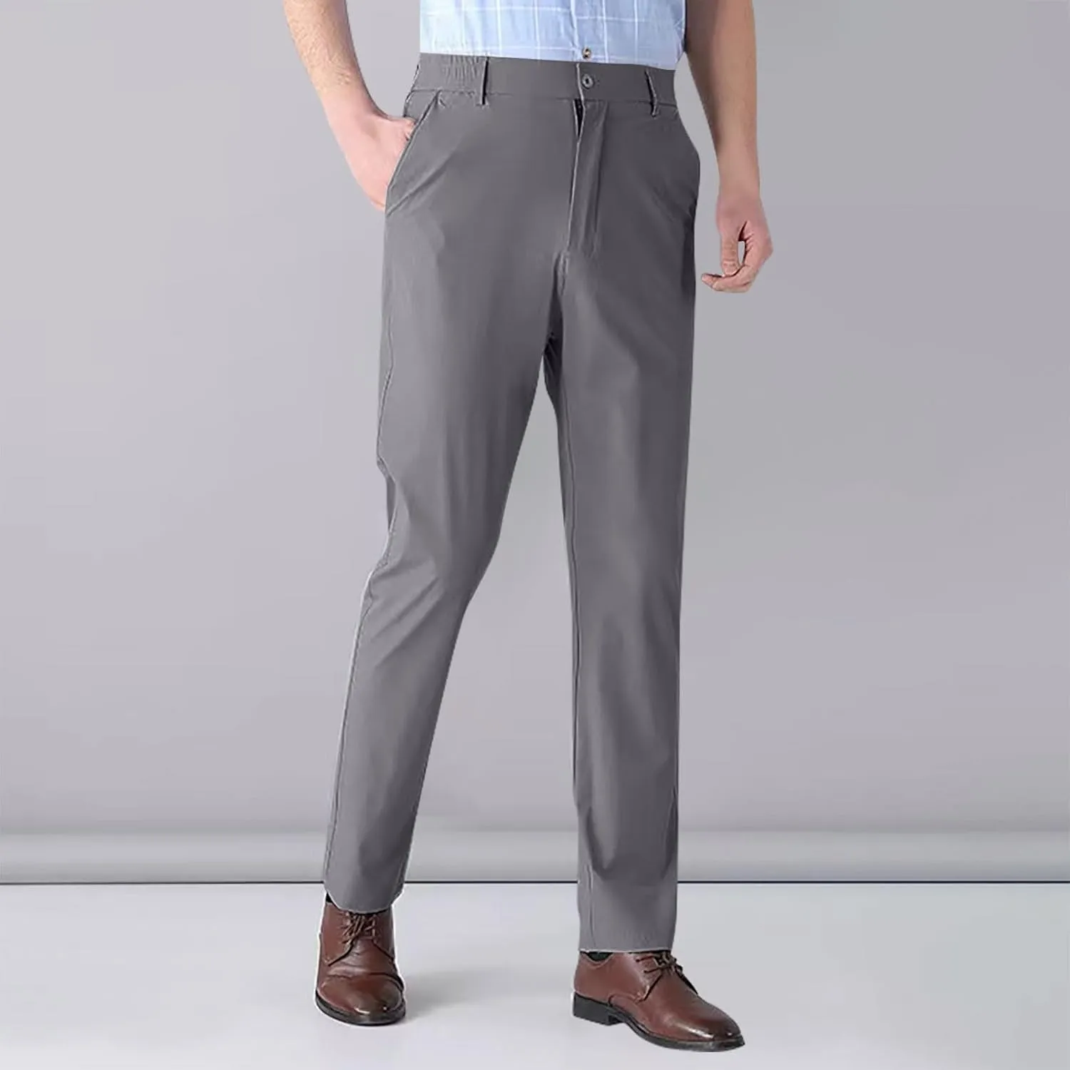 Mens Pants Casual Dress Pants Slim Fit Khaki Pants Business Straight Pants Office Work Pants Light Travel Pants
