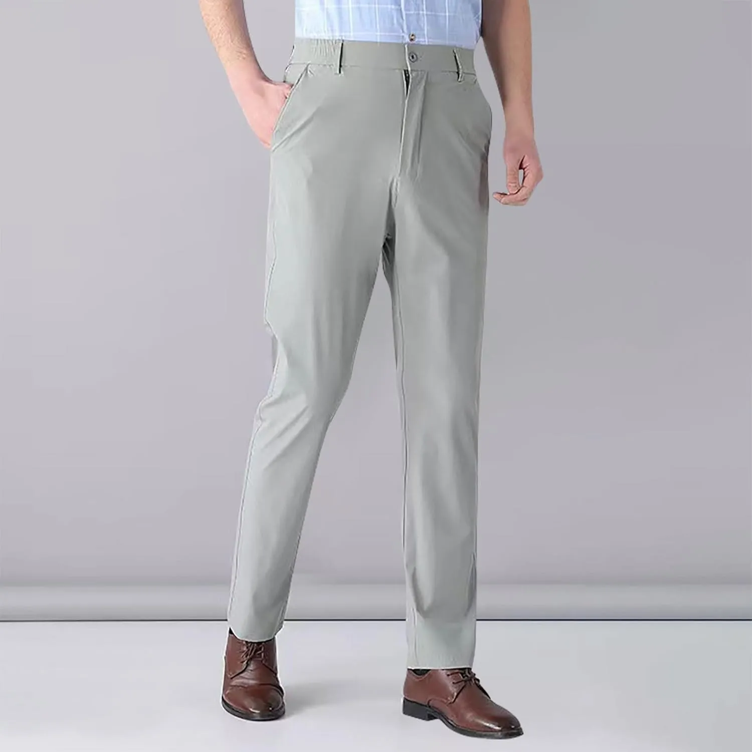 Mens Pants Casual Dress Pants Slim Fit Khaki Pants Business Straight Pants Office Work Pants Light Travel Pants