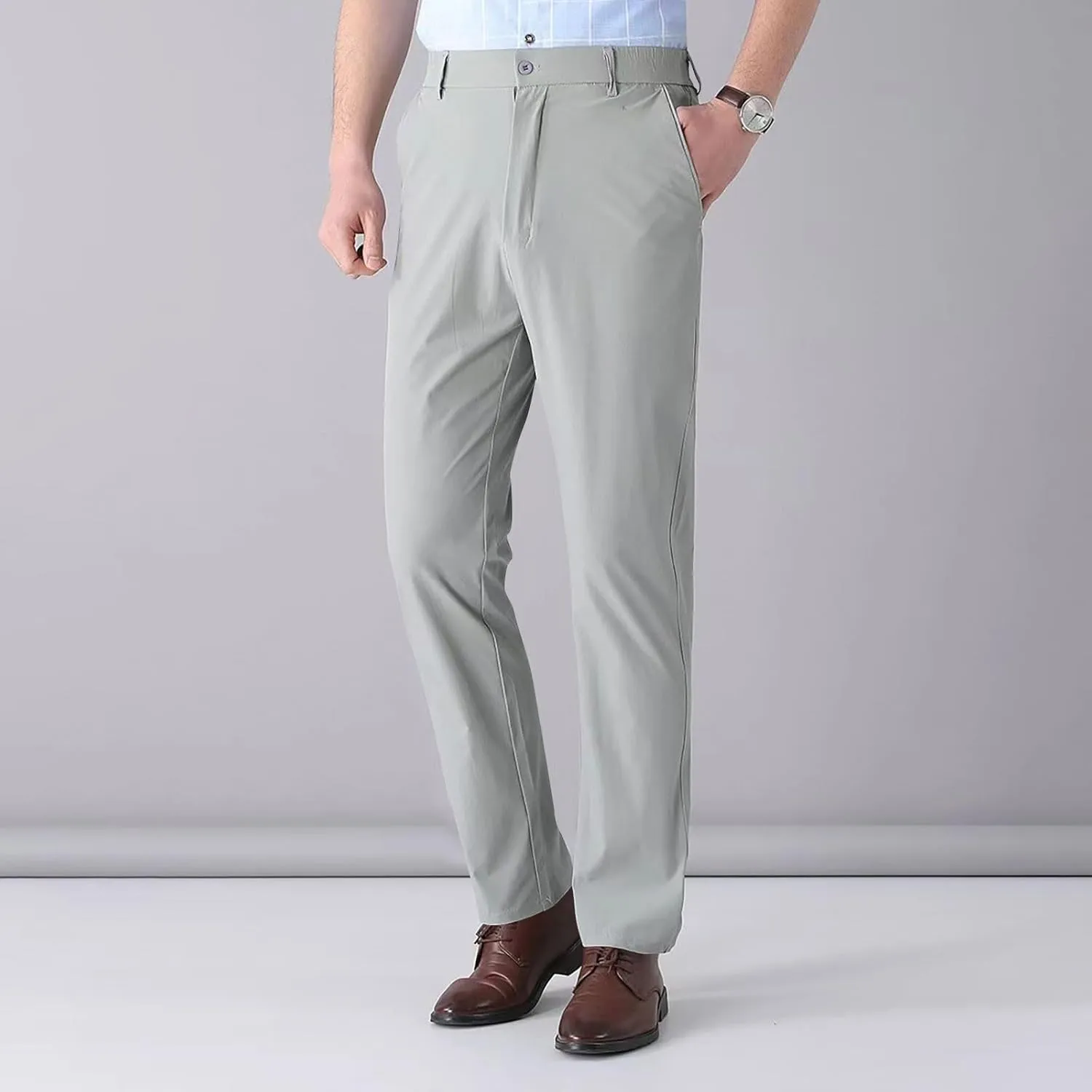 Mens Pants Casual Dress Pants Slim Fit Khaki Pants Business Straight Pants Office Work Pants Light Travel Pants