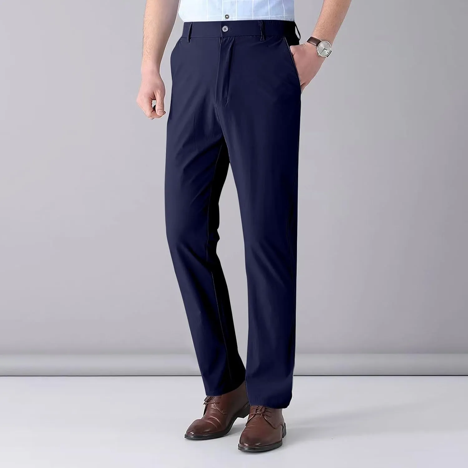 Mens Pants Casual Dress Pants Slim Fit Khaki Pants Business Straight Pants Office Work Pants Light Travel Pants