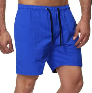 Mens Running Athletic Shorts Solid Quick Dry Summer Gym Workout Short Pants Elastic Waist Lightweight Beach Shorts