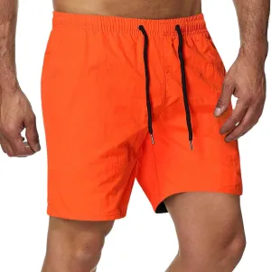 Mens Running Athletic Shorts Solid Quick Dry Summer Gym Workout Short Pants Elastic Waist Lightweight Beach Shorts