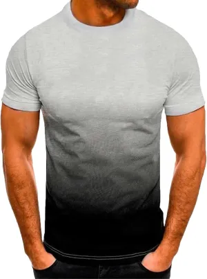 Men's Shirts Crewneck Summer Short Sleeve Beach Shirt Causal Gradient Color Graphic Tee Shirts Fashion Clothes
