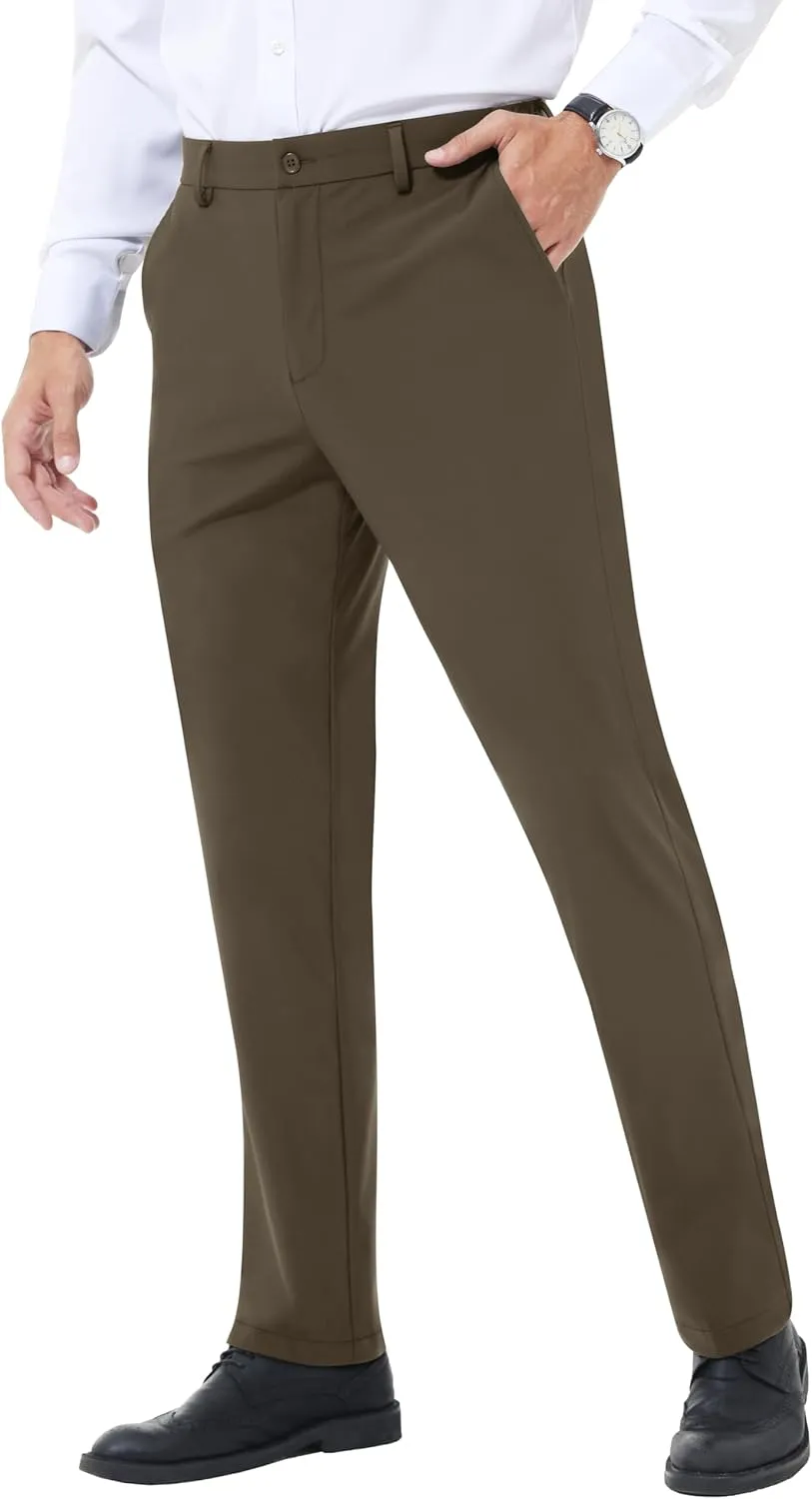 Mens Stretch Dress Pants Slim Fit Dress Pants for Men Expandable Waist Casual Dress Pants Athletic Golf Pants
