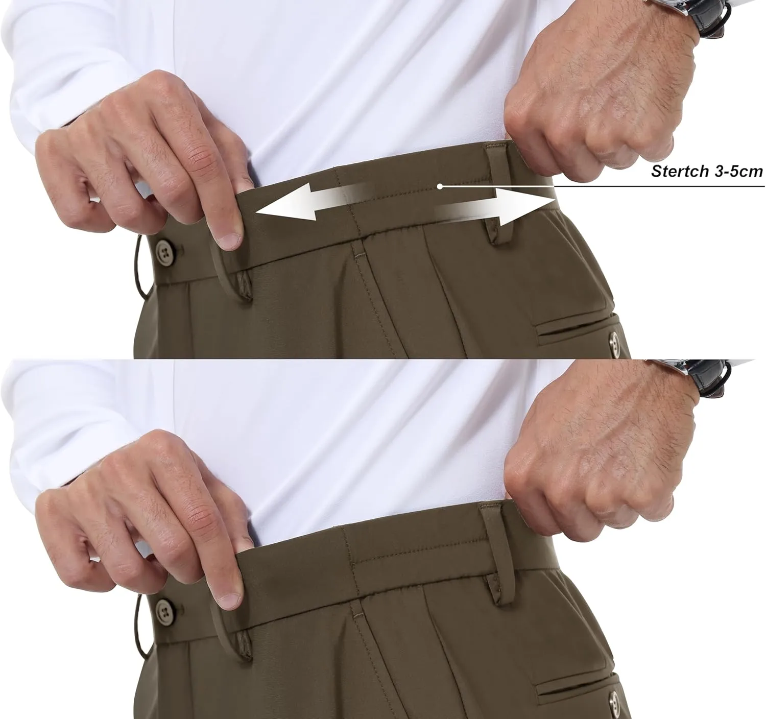Mens Stretch Dress Pants Slim Fit Dress Pants for Men Expandable Waist Casual Dress Pants Athletic Golf Pants
