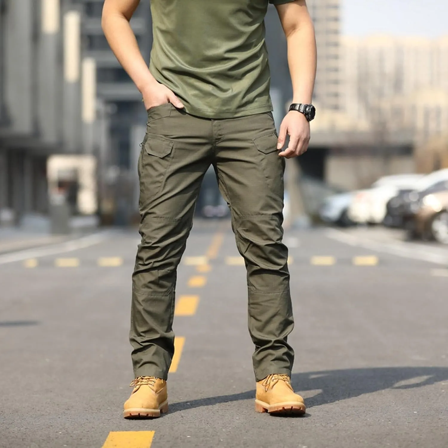 Mens Tactical Cargo Pants Work Hiking Pants Lightweight Outdoor Pants with Multi Pockets Relaxed Fit Camo Cargo Pants