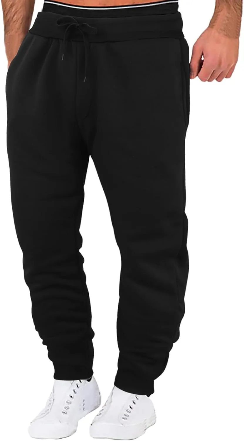 Men's Track Pants Pockets Casual Pants with Zipper Sports Drawstring Mid-Waist Men's Pants Men's Pants Fleece