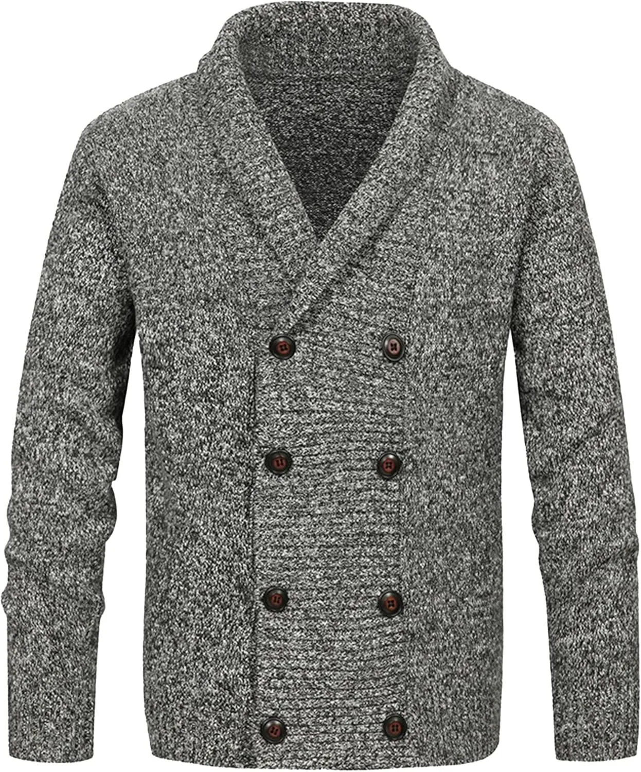 Men'sDouble Breasted Cable Knit Sweater Button Down Shawl Collar Cardigans Chunky Comfortable Knit Cardigan