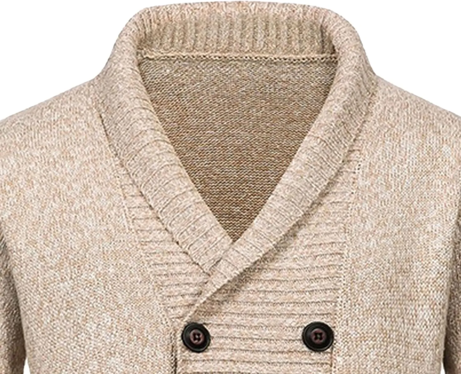 Men'sDouble Breasted Cable Knit Sweater Button Down Shawl Collar Cardigans Chunky Comfortable Knit Cardigan