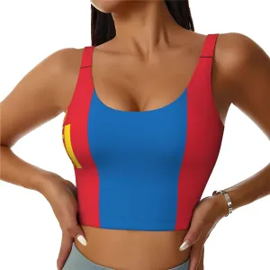 Mongolian Flag Women's Sexy Sports Vest Sleeveless Athletic Gym T-Shirts Vest U-Shaped Back Quick Dry Top