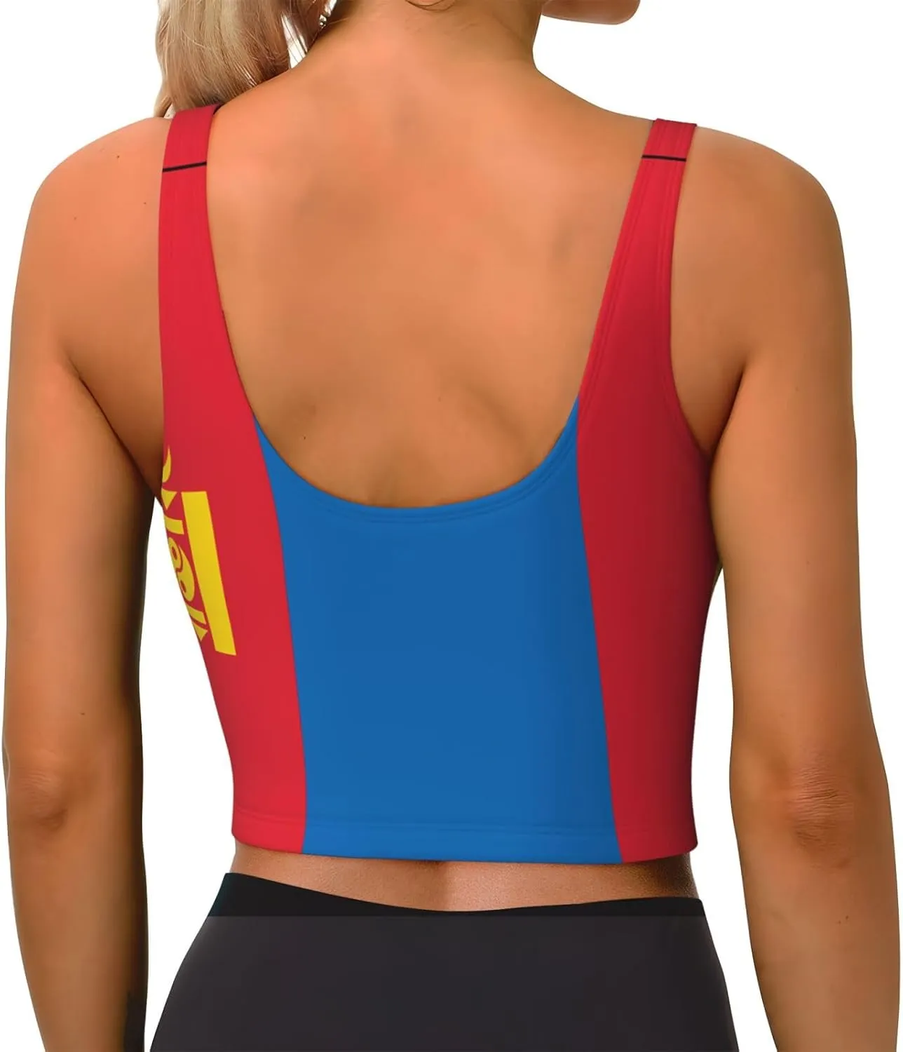 Mongolian Flag Women's Sexy Sports Vest Sleeveless Athletic Gym T-Shirts Vest U-Shaped Back Quick Dry Top