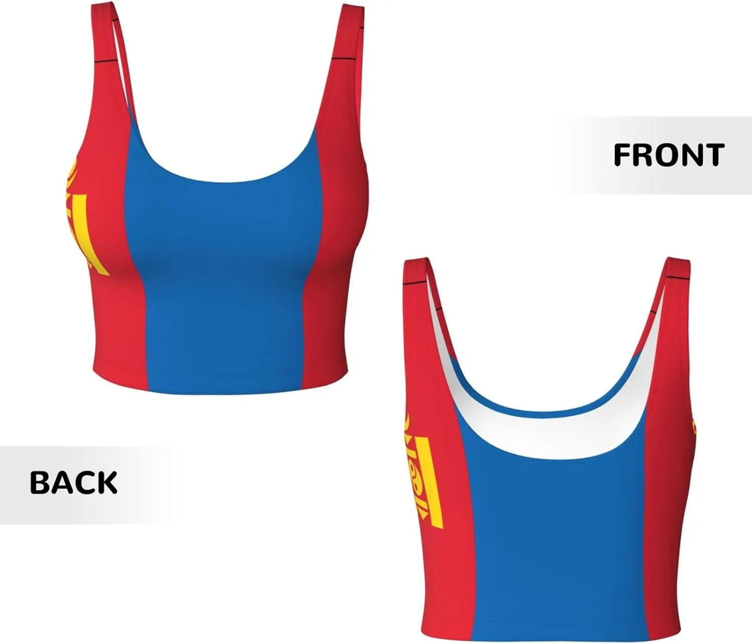 Mongolian Flag Women's Sexy Sports Vest Sleeveless Athletic Gym T-Shirts Vest U-Shaped Back Quick Dry Top