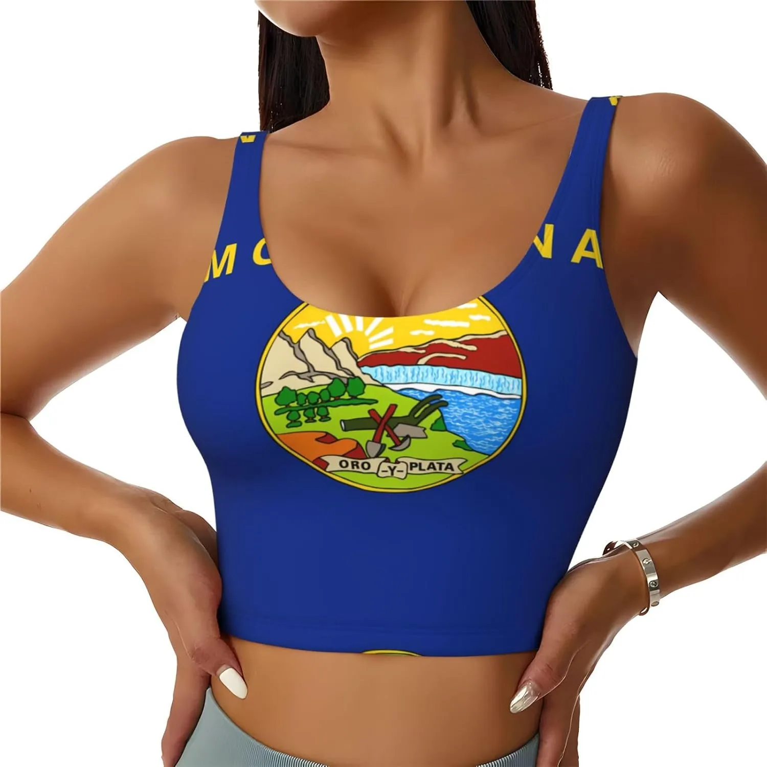 Nebraska State Flag Women's Sexy Sports Vest Sleeveless Athletic Gym T-Shirts Vest U-Shaped Back Quick Dry Top