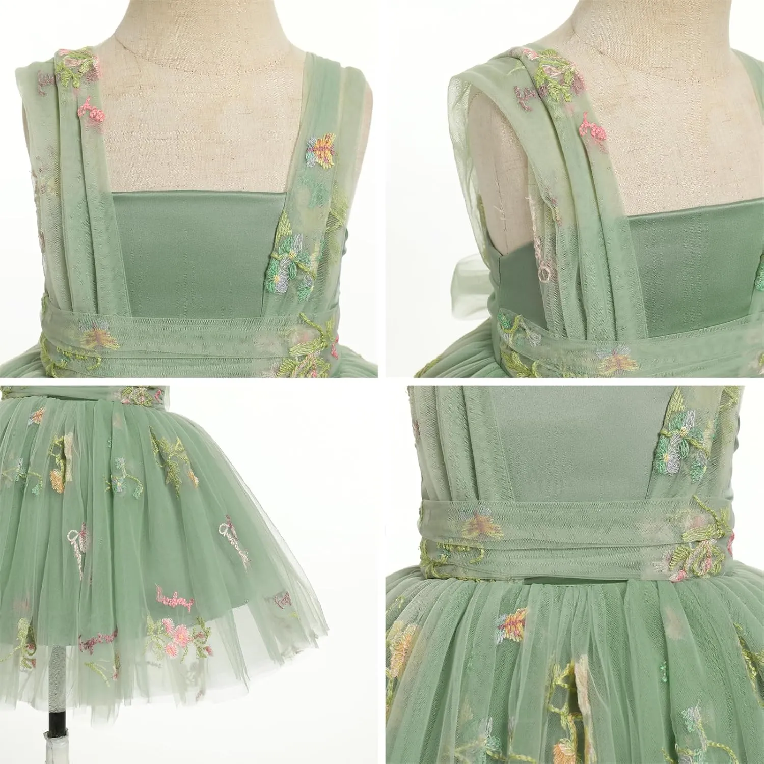 ODASDO Baby Toddler Kids Butterfly Dress Sleeveless High Low Tulle Princess Wedding Special Occasion Evening Ball Gown