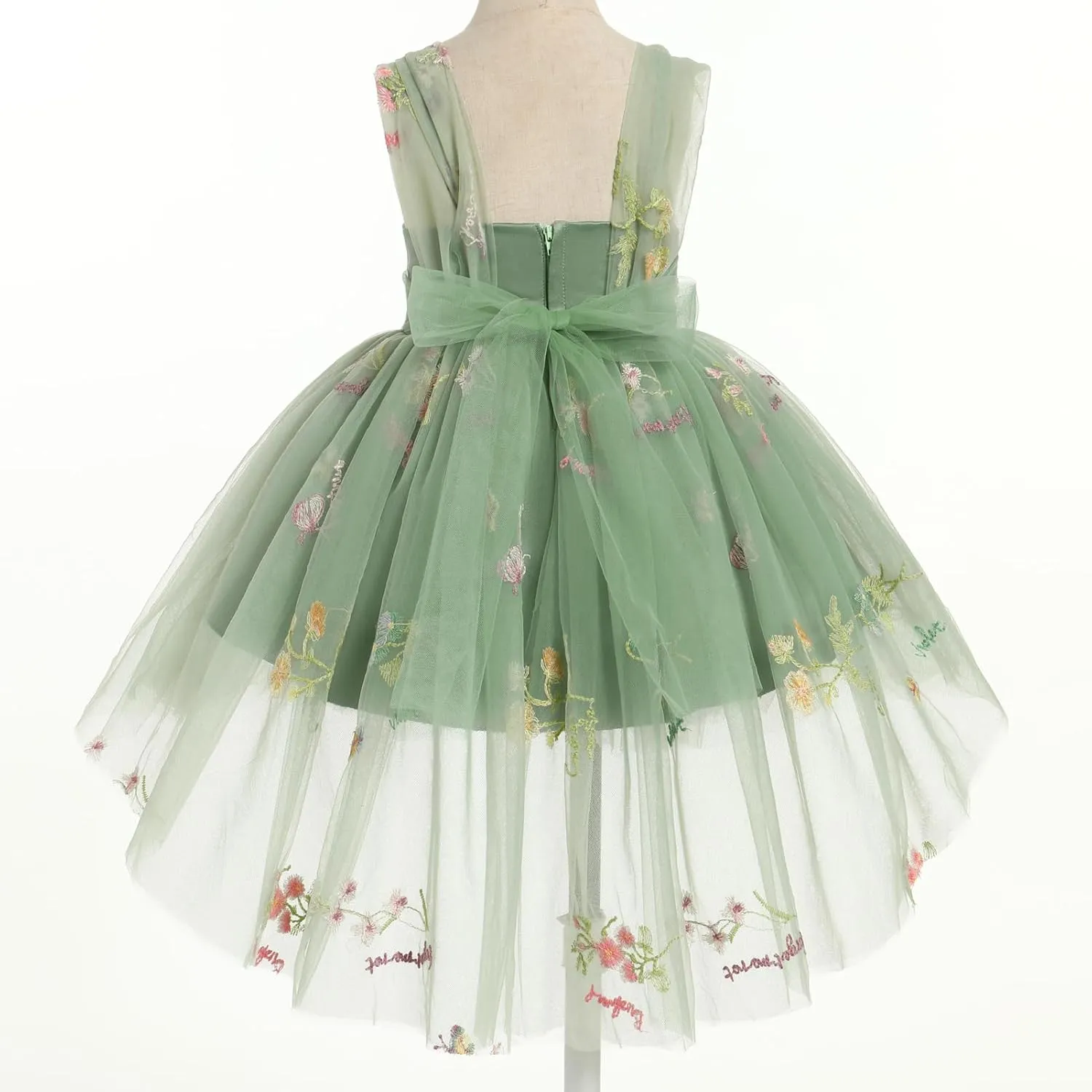 ODASDO Baby Toddler Kids Butterfly Dress Sleeveless High Low Tulle Princess Wedding Special Occasion Evening Ball Gown